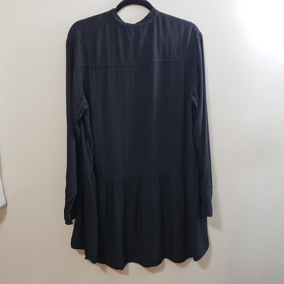 Wilfred Free Aritzia Mini Shirt Dress Black Sz M - Picture 3 of 12